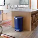 simplehuman Semi-Round Step Can, 50L / 13 Gallon Kitchen Trash Can, Studio Edition, Pet-Proof Slide Lock, 150,000-Step Pedal, Lid Shox Silent Close, Indigo Plastic