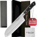 Boston Steel Santoku Knife 7 Inch – Ultra Sharp High Carbon Stainless Steel Kitchen Knife, Professional 7” Santoku Knife with Ergonomic Handle for Home & Restaurant, Culinary Cooking Knife