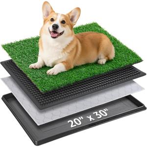 Portable Dog Grass Pad with Tray 20''x30'': Dog Litter Box with Artificial Grass Patch Bathroom Mat & Washable Pee Pad for Puppy Potty Training, Pet Loo Indoor Outdoor Use for Patio Balcony Apartment, 20"x30"potty System)