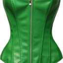 Bslingerie® Womens Faux Leather Zipper Front Bustier Corset Top (XL, Green)