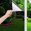 One Way Window Film Mirror Window Clings Heat Control Sun Blocking Daytime Privacy Protection with 4 Free Tools (Black-Silver, 17.5x78.7 Inches)