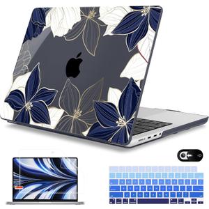 Mektron Case for 2026 M5 MacBook Pro 16 inch A3429 A3428 M4 A3403 A3186 M3 A2991 M2 A2780 M1 A2485 (2021-2025) Pro/Max with Liquid Retina XDR, Hard Shell Plastic Laptop Cover, Gold line Lily