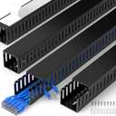 ZhiYo 66in(4X L16.5in) Professional Server Rack Cable Management Raceway, H2in x W2in Cable Raceway Kit, Electrically Safe PVC Open Slot Wire Raceway for Under Desk/Computer/Network Cords, Black