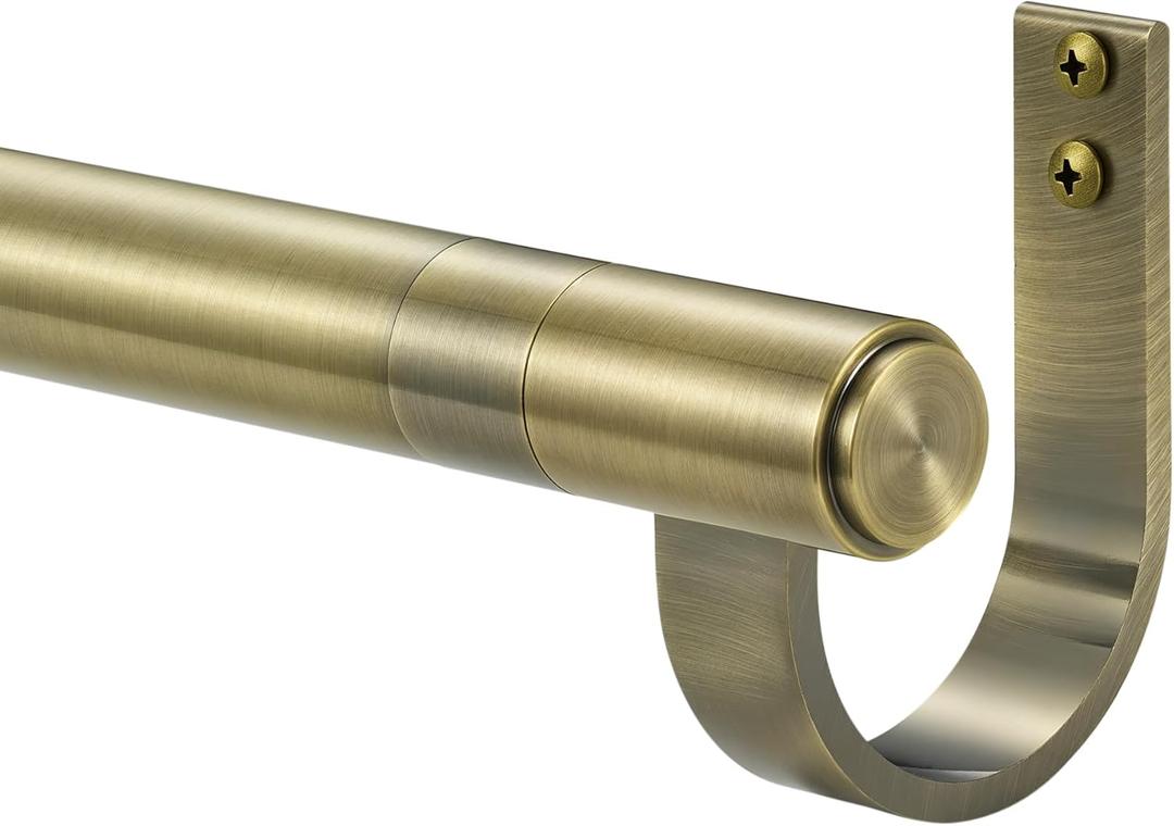 Curtain Rods for 28-99 Windows, Splicing Construction, 1 Adjustable Drapery Rod with Aluminum Alloy Brackets and Finials for Window, Sliding Door, Patio, Living Room Decoration, Antique Bronze