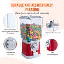 VEVOR Gumball Machine for Kids, 17"H Home Candy Vending Machine, PC Gumball Dispenser, Bubble Gum Machine for Game Stores, Coin Operated Gumball Bank for Toy Capsules Bouncy Balls Candy, Red