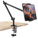 AboveTEK Tablet Stand Holder for Desk & Bed, Aluminum iPad Holder Arm with 360° Rotating Clamp, Adjustable Phone Stand Compatible with 4.7"13.5" iPad Pro/Air/Mini, iPhone, Galaxy Tab Black