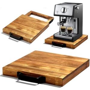 EVERBBKING Natural Acacia Sliding Tray for Coffee Machine Kitchen Appliance slider Moving Caddy, appliance slider,appliance rolling stand air fryer rolling tray