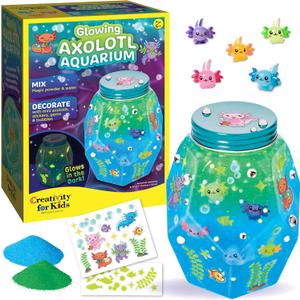 Creativity for Kids Glowing Axolotl Aquarium - Axolotl Crafts and Toys for Girls and Boys, STEM Science Kits for Kids Ages 6-8+, Craft Kits and Axolotl Gifts for Girls and Boys