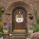 Easter Wreath for Front Door, Easter Bunny Rabbit Wreath with Bow Door Decoration for Home Wood Door Sign Hanger Decor Spring Welcome Farmhouse Rustic Holiday Home Hanging Decoration (Multicolor)