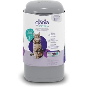 Litter Genie Easy Roll Cat Litter Disposal Pail | Odour Control, Refill Bags & Scoop (Grey)