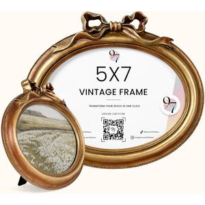 97 Decor 5x7 Vintage Picture Frame - Gold Antique Frame 5x7, Ornate Frames 5 X 7 With Glass Front For Tabletop Photo Display And Wall Hanging, Victorian Poster Frame 5 By 7