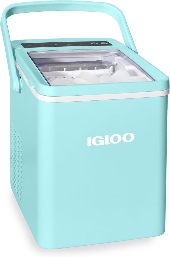 Igloo Ice Maker Countertop, Portable Ice Maker with Handle, 26lbs, Aqua