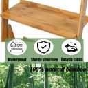 Maydear Bamboo Ladder Shelf Bookcase, 4-Tier Leaning Bookshelf Free Standing Organizer Storage Shelves for Living Room, Bedroom, Kitchen, Home Office, Balcony, Wood Color