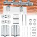 Pasimy Box Rail Exterior Barn Door Hardware Kit, Heavy Duty Sliding Hanger Barn Door 225Lb Zinc Plated Exterior Barn Door Hardware Kit for Indoor and Outdoor