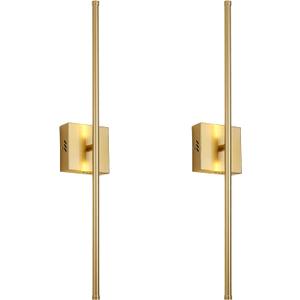 24.4 Inch Hardwired Wall Sconces Set of Two, 3000K Warm White Dimmable Modern Wall Sconces, 350 Rotate LED Light Fixtures Wall Lamp for Bathroom Living Room Bedroom Bedside, Gold