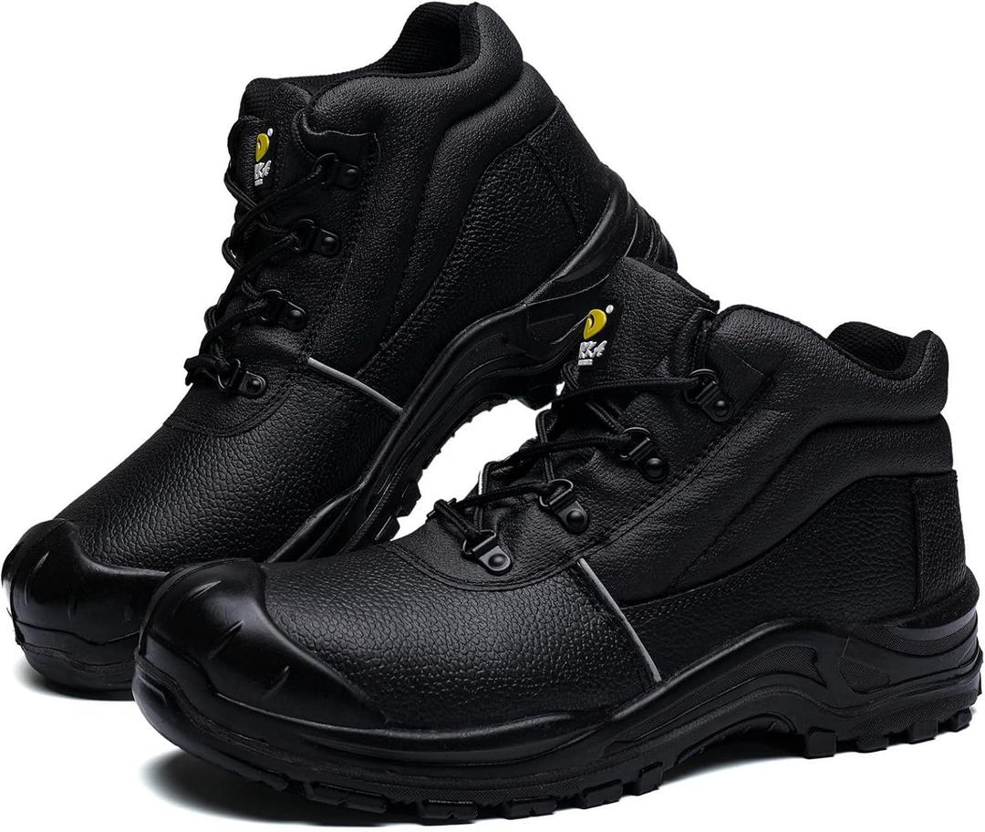 DRKA Water Resistant Steel Toe Work Boots For Men,6'' EH-Rated Safety Boots (9, Black977)