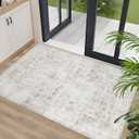 Washable 23 Area Rug for Entryway Indoor, Vintage Floral Small Area Rug Soft Non Slip Stain Resistant Boho Carpet for Front Door Dining Room Kitchen Bedroom, Beige