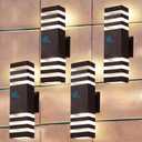 FAISHILAN 4-Pack Dusk-to-Dawn Exterior Wall Light Fixtures – 3-Layer, 14W, 1200 LM Warm White 3000K – IP65 Waterproof Aluminum Modern Outdoor Lights for House, Porch, Hallway, Patio, Garage