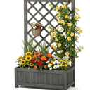 Wooden Raised Garden Bed with Trellis, 40" Outdoor Planter Box for Climbing Plants, Vertical Modern Gray Garden Planter for Vegetables, Flowers & Vines, Lattice Plant Support for Patio Yard Balcony