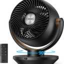 DREO Fan for Bedroom, Desk Air Circulator Fan with Remote, 11 Inch Table Fans for Whole Room, 65ft Powerful Airflow, 120 Vertical Manual +90 Oscillating, 4 Speeds, 8H Timer, 25dB Quiet Fan, Home (Black)