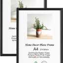 LYYYXGYP A4 Picture Frame Black Wood 2 Pack Solid Wood Photo Poster Frames 8.3X11.7 Print Certificate Diploma Frame with Plexiglass for Wall and Tabletop Display