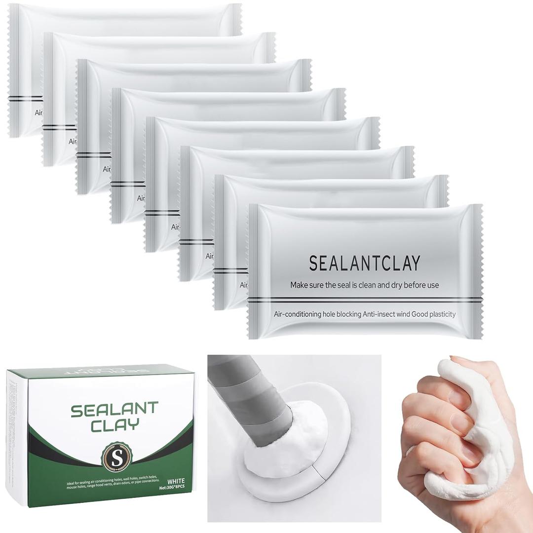 Waterproof Sealant Mastic,Pack of 8 White Seal Putty Waterproof Duct Seal Repair Sealing Clay, Quick Mending Mud for Drain Connection, Wall Hole, Air Conditioning Hole Seal Putty