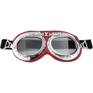 Peicees Retro Motorcycle Goggles for Men Women Motocross Bike Riding Aviator Pilot Goggles Anti Fog, Fit Over Glasses Helmet (Red)