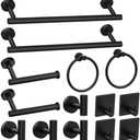 14-Pieces Matte Black Bathroom Accessories Set, Stainless Steel Bathroom Hardware Set, Bath Towel Bar Set, Towel Racks for Bathroom Wall Mounted