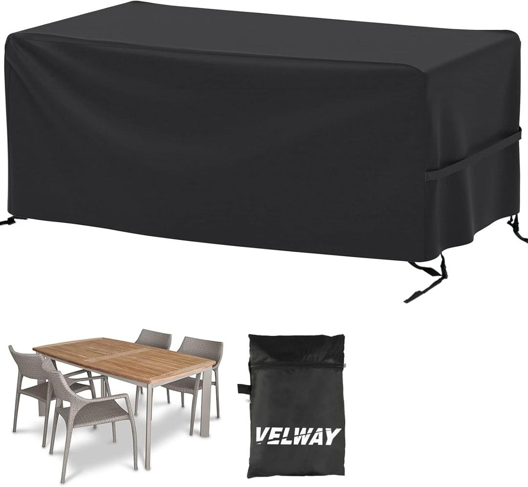 Velway Patio Furniture Cover Outdoor, Waterproof Rectangular Patio Table Chair Sofa Set Cover, 67Lx37Wx28H, All Weather Oxford Tear-Resistant Material with Zipper Carrying Bag Windproof Buckles