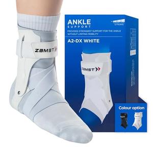 Zamst A2-DX White Ankle Brace for Sports - Breathable Sports Ankle Support for Men and Women with Guard Stabilizers for High-Grade Ankle Sprain - Left, Medium