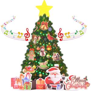 Venhoo Pop Up Christmas Cards with Lights and Music, 11 Inch Christmas Tree Design, 3D Musical Popup Greeting Card for Christmas Holiday with Envelop & Note Card, Playing-We Wish You a Merry Christmas