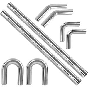 Richeer 2 Inch O.D. Stainless Steel Exhaust Pipe Kit DIY Custom Tube (8PCS)