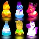 Jofan 6 Pack Christmas Light Up Bath Toys Christmas Toys for Kids Toddlers Boys Girls Christmas Stocking Stuffers Party Favors Gifts