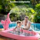 QPAU Splash Pads for Toddlers 1-3, Pink Elephant Toy Splash Pad for Kids, Outdoor Play Mat for Babies, Inflatable Sprinkler Pool for Birthday Girl Gifts 1 Year Old Girl