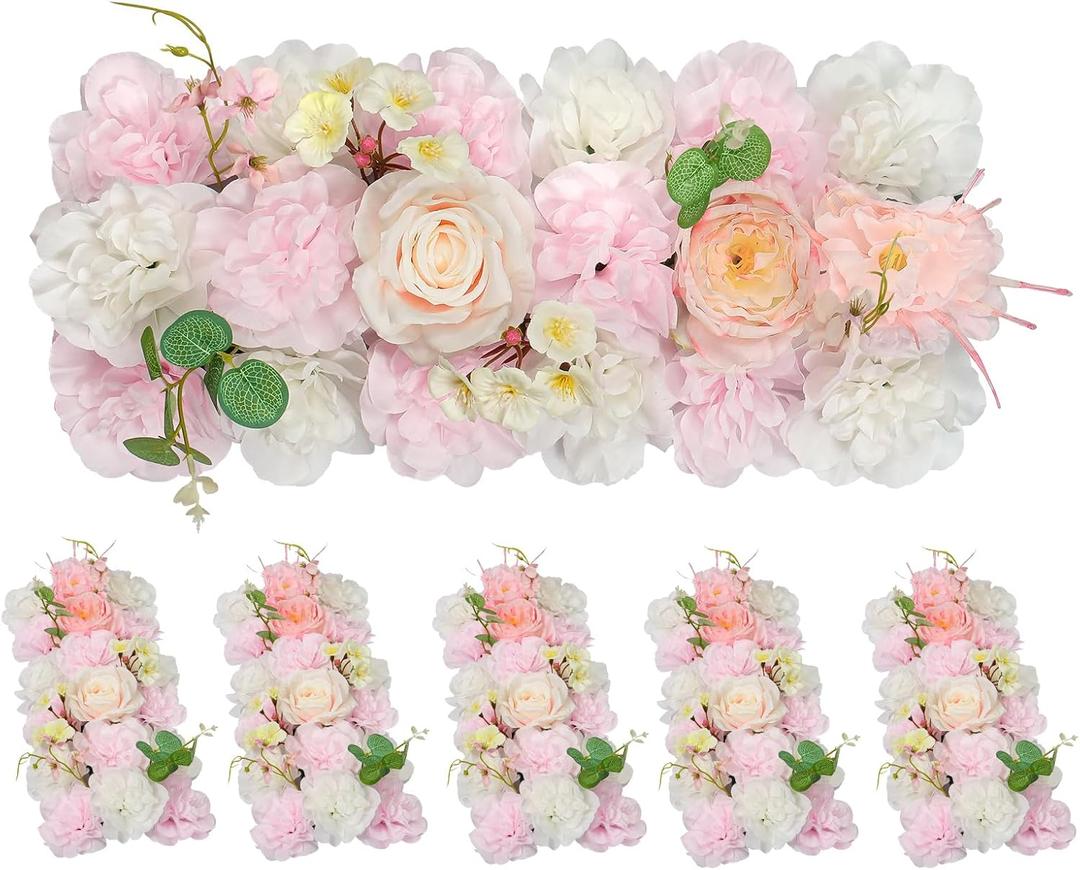 Wedding Arch Artificial Flowers Light Pink - 6pcs Faux Floral Swags Rose Silk Peony Realistic Arch Faux Plastic Arrangement for Romantic Wedding Wall Reception Ceremony Welcome Sign Decoration