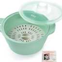 Collapsible Silicone Microwave Vegetable Steamer with Removable Steam Rack, AODISTUCE 42oz BPA-Free Silicone Steamer for Cooking Fresh & Frozen Vegetables Dumplings Buns Prep Meal, Dishwasher Safe