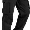 Mens Cargo Joggers Elastic Waist Stretch Sweatpants with 5 Pockets (Black, L)