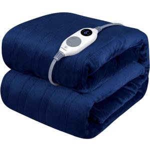 Westinghouse Electric Blanket Heated Throw, Super Cozy Soft Flannel 50"" x 60"" Heated Throw with 6 Fast Heating Levels & 2-10 Auto-Off, Machine Washable, ETL&FCC Certification, Navy Blue