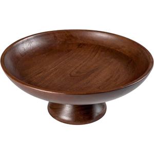 The Fine Living Co. Wooden Fruit Bowl, Large Serving Platter for Dessert, Round Shaped Serving Bowl for Cake, Snacks, Acacia Wood Bowls for Centrepiece, Wedding, Walnut, 12"x2"