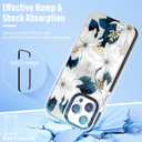 Boaretiu Cute Kawaii for iPhone 13 Pro Case with Stand - Fashion Cool 360° Rotate Ring Holder Kickstand Blue Flower Design for Women Girls Boys Teens Girly for iPhone 13 Pro Phone Case