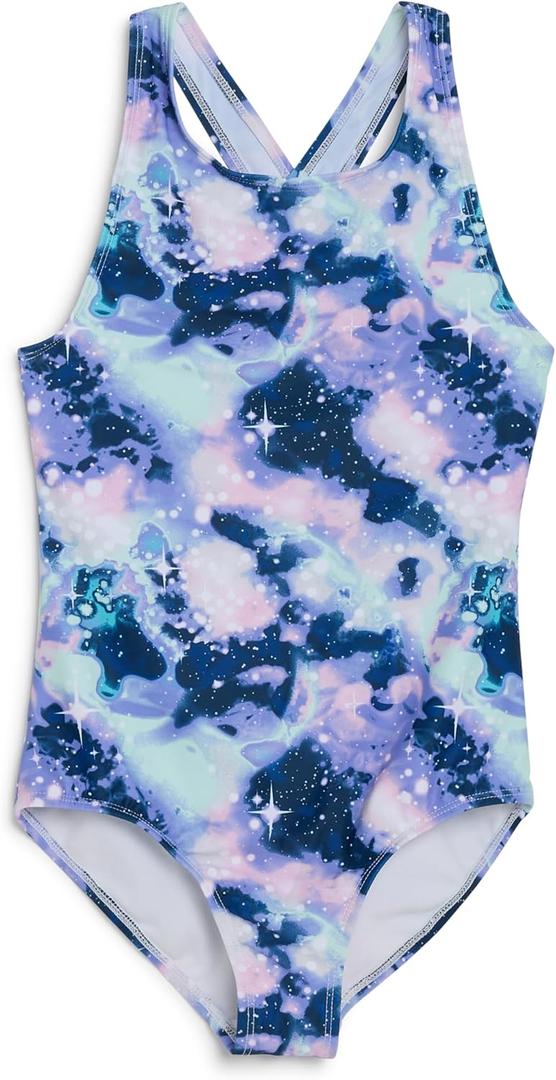 Lands' End Girls' Swimwear UPF 50 One Piece Swim Suit (XS-XL) (Small, Periwinkle)