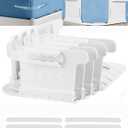 Sheet Holders for Bed Corners, 4 Sets with 8 Plastic Fasteners Lock Strips Keep Sheets Firm & Tight, Secure Fitted Sheet Holder for Corner, Durable Bedding Clips (White)