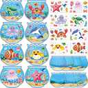 32 Sets Beach Crafts for Kids Under the Sea Party Decorations Ocean Animal Stickers Summer Activities Make A Ocean Animals Worlds Sticker Scene Classroom Game DIY Fish Decoration for Party Favors Art