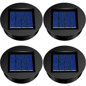 4 Pieces Replacement Solar Light Tops Outdoor Hanging Lantern Solar Light Parts Round Waterproof Decorative for Outdoor Hanging Lanterns, Warm(4.3 Inch in Diameter)