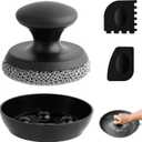 Cast Iron Scrubber Cleaner, Chainmail Scrubber for Cast Iron Pan Skillet, Dish Scouring Pad, 316 Stainless Steel Brush/ Scraper for Metal Skillet Scrubbing, Wok, Dutch Oven Cleaning Kit - Thin Mesh