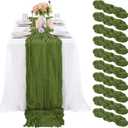 10 Pcs Olive Green Cheesecloth Table Runner 10FT, Gauze Table Runner for Wedding Reception Sheer Bridal Shower Birthday Party Boho Table Decoration, Rustic Romantic Wedding Runner
