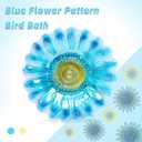 Bird Baths for Outdoors, Glass Birdbaths Outdoor Garden Birdfeeder with Metal Stake Blue (Height:31inch)