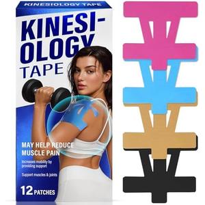 12 PCS Kinesiology Tape for Shoulder,Shoulder Pain Relief Tape, Original Cotton Knee Pain Relief Tape, Flexible and Durable Athletic Tape for Pain Support and Muscle Movement