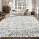 Soalmost 8x10 Area Rugs for Living Room, Washable Moroccan Trellis Soft Rug | Stain Resistant Non-Slip Low Pile Natural Large Carpet for Dining Room Bedroom Home Office Nursery Grey, 8'x10'