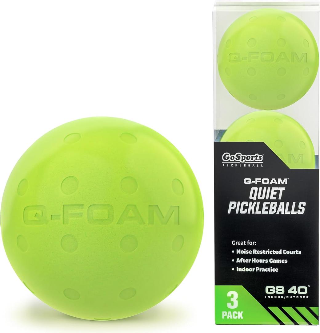 GoSports GS 40 Q-Foam Pickleballs - Quiet Foam Balls for Indoor or Outdoor Practice - 3 Pack